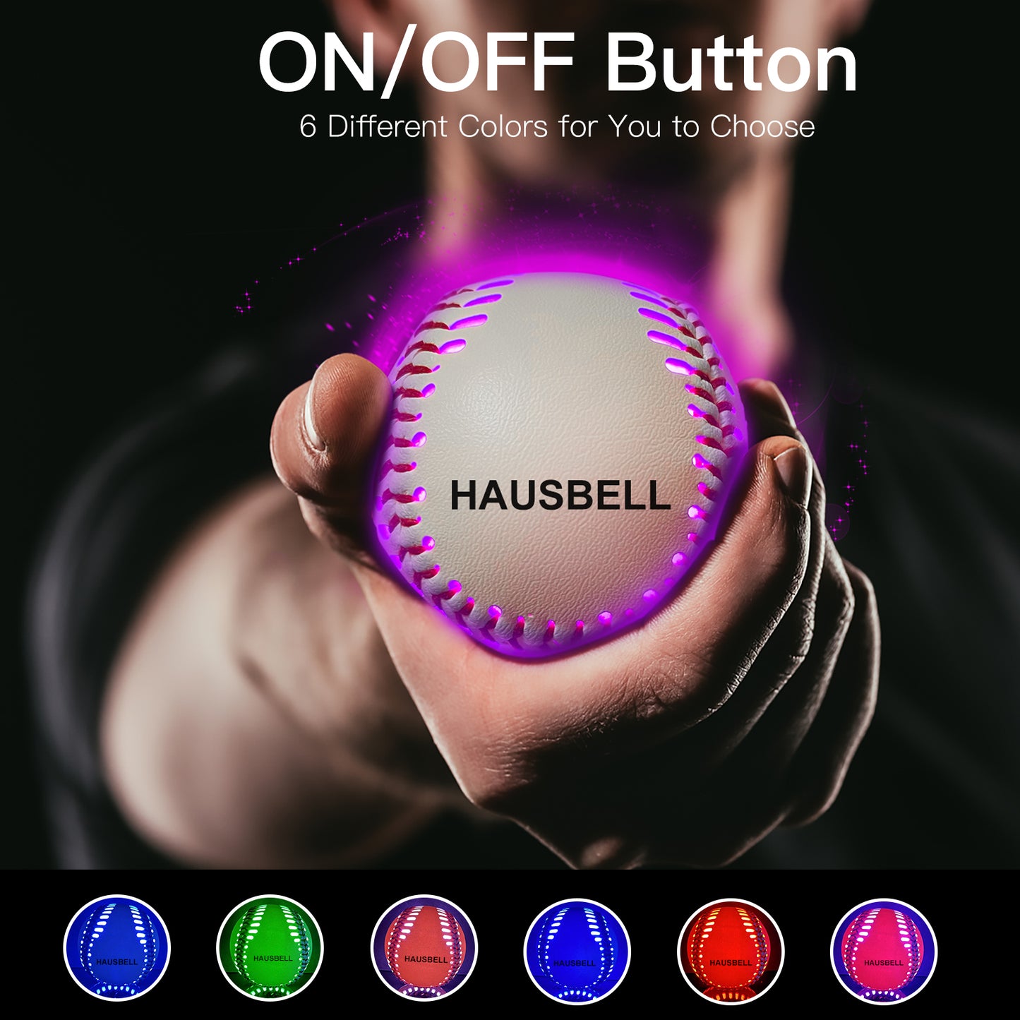 HAUSBELL Light Up Baseball, Glow in The Dark Baseball with 6 Changing Colors, Baseball Gifts for Boys, Girls, Adults, Official Size & Weight Baseball